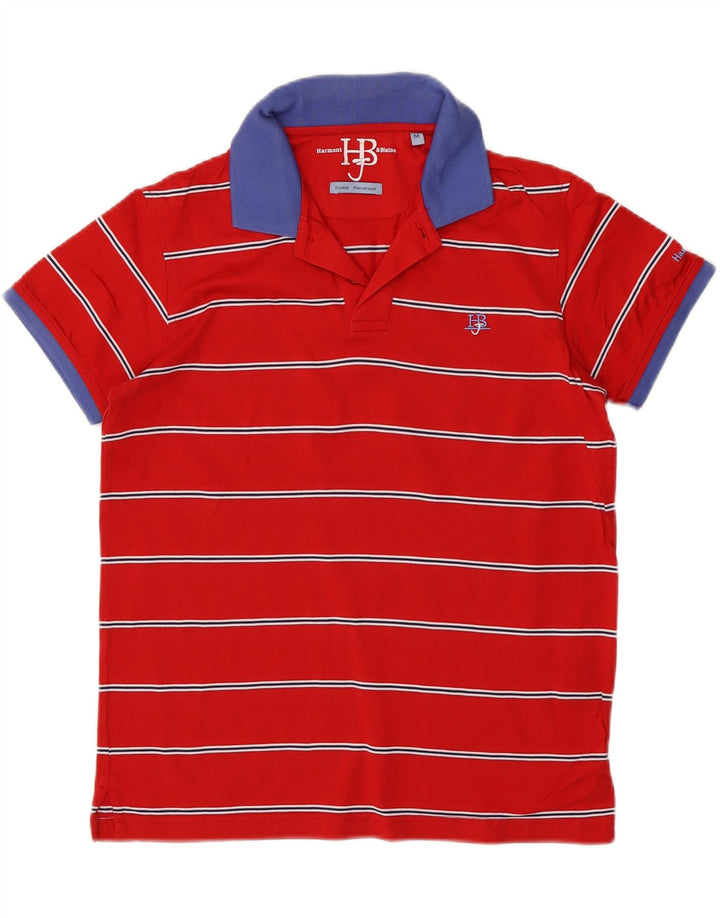 HARMONT & BLAINE Mens Polo Shirt Medium Red Striped Cotton
