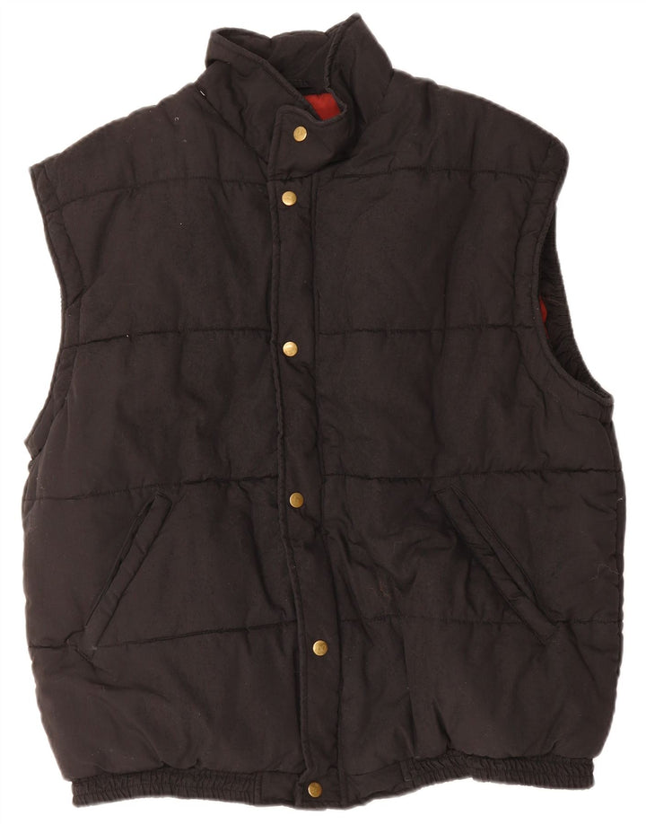VINTAGE Mens Padded Gilet UK 42 XL Black Polyester