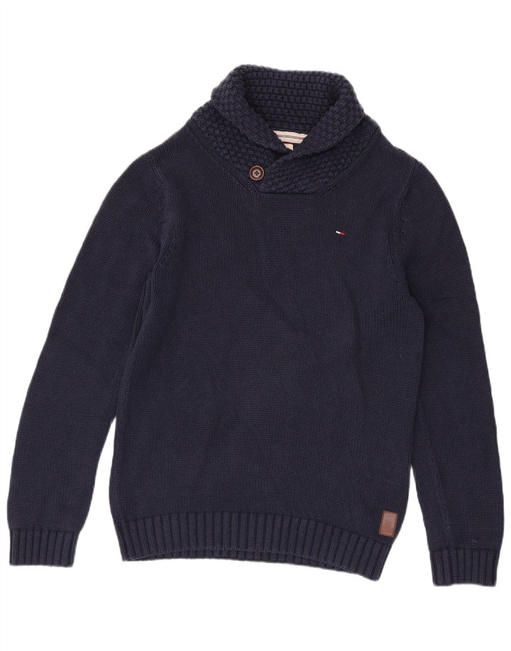 Tommy Hilfiger Мужской джемпер с отложным воротником, средний темно-синий