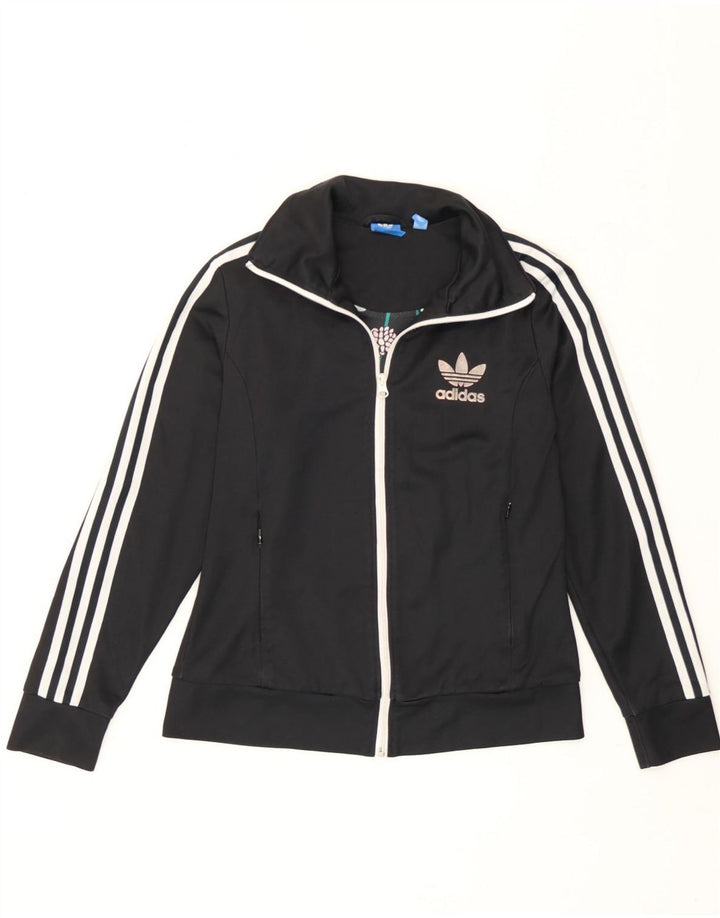Женский спортивный костюм Adidas Top Jacket UK 14, большой черный полиэстер с цветными блоками