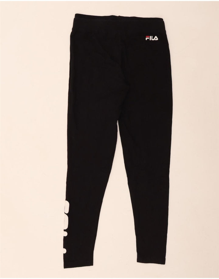 Женские леггинсы с рисунком Fila UK 12, средний черный хлопок, черный цвет