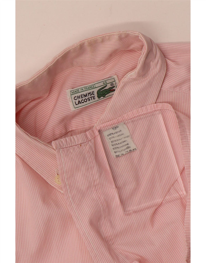 Мужская рубашка Lacoste, размер 40, средний розовый хлопок в тонкую полоску