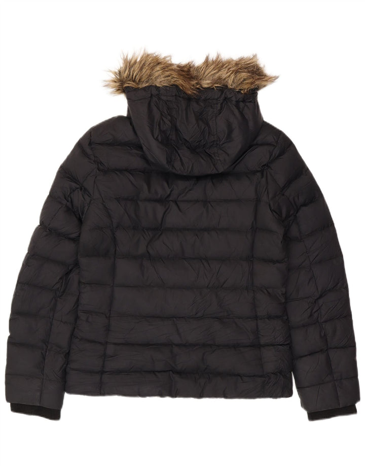 TOMMY HILFIGER Женская стеганая куртка с капюшоном UK 16, большая черная полиэстер