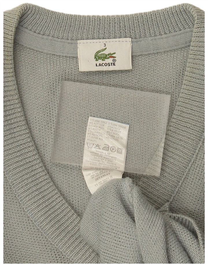 Мужской джемпер с v-образным вырезом Lacoste, размер 3, маленький, зеленый, шерсть