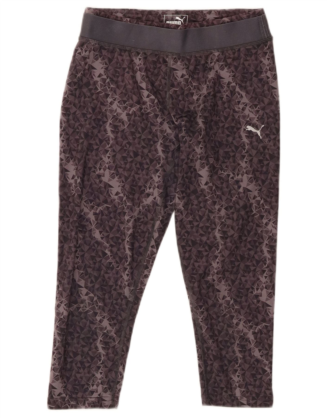 Женские леггинсы-капри PUMA UK 10, маленькие серые, полиэстер с геометрическим рисунком