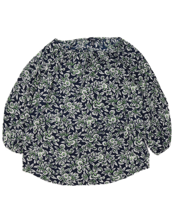 Женская блузка оверсайз с рукавом 3/4 CHAPS, размер UK 10, маленький размер, темно-синий с цветочным принтом