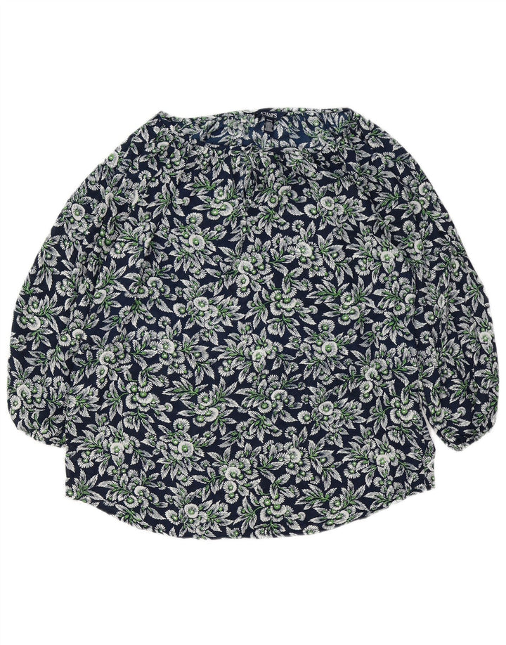 Женская блузка оверсайз с рукавом 3/4 CHAPS, размер UK 10, маленький размер, темно-синий с цветочным принтом