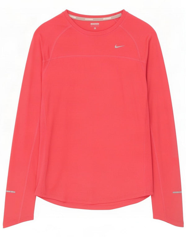 Nike Womens Top Long Sleeve UK 12 Medium Pink Polyester