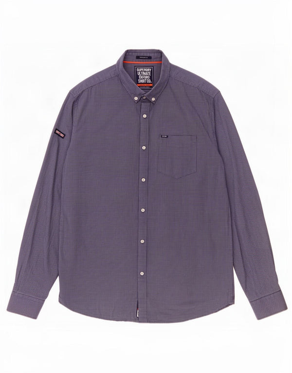 Мужская рубашка обычного кроя Superdry 2XL, синяя клетка, хлопок