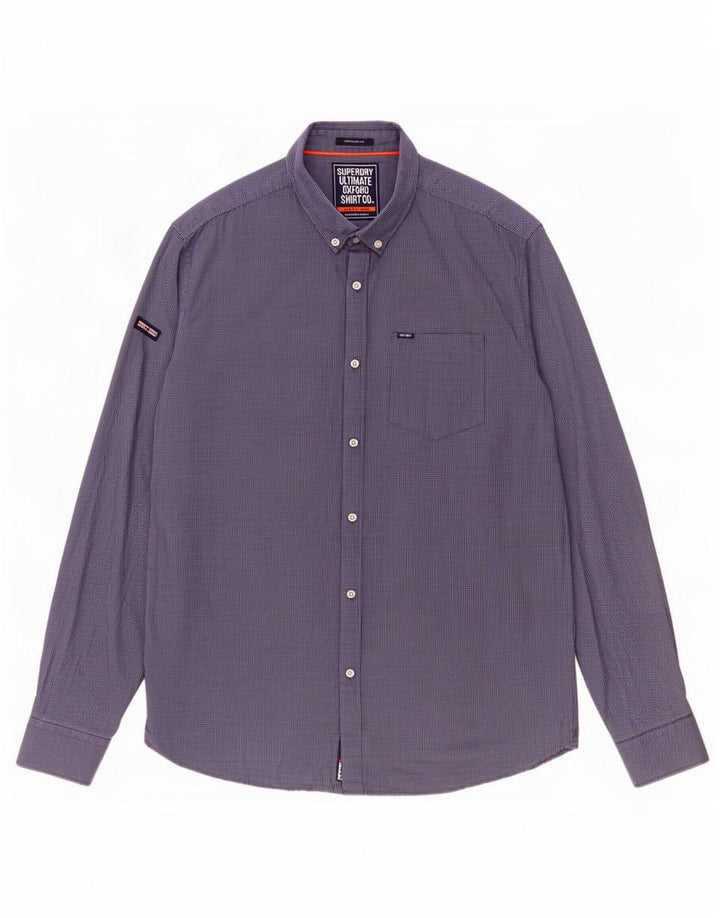 Мужская рубашка обычного кроя Superdry 2XL, синяя клетка, хлопок