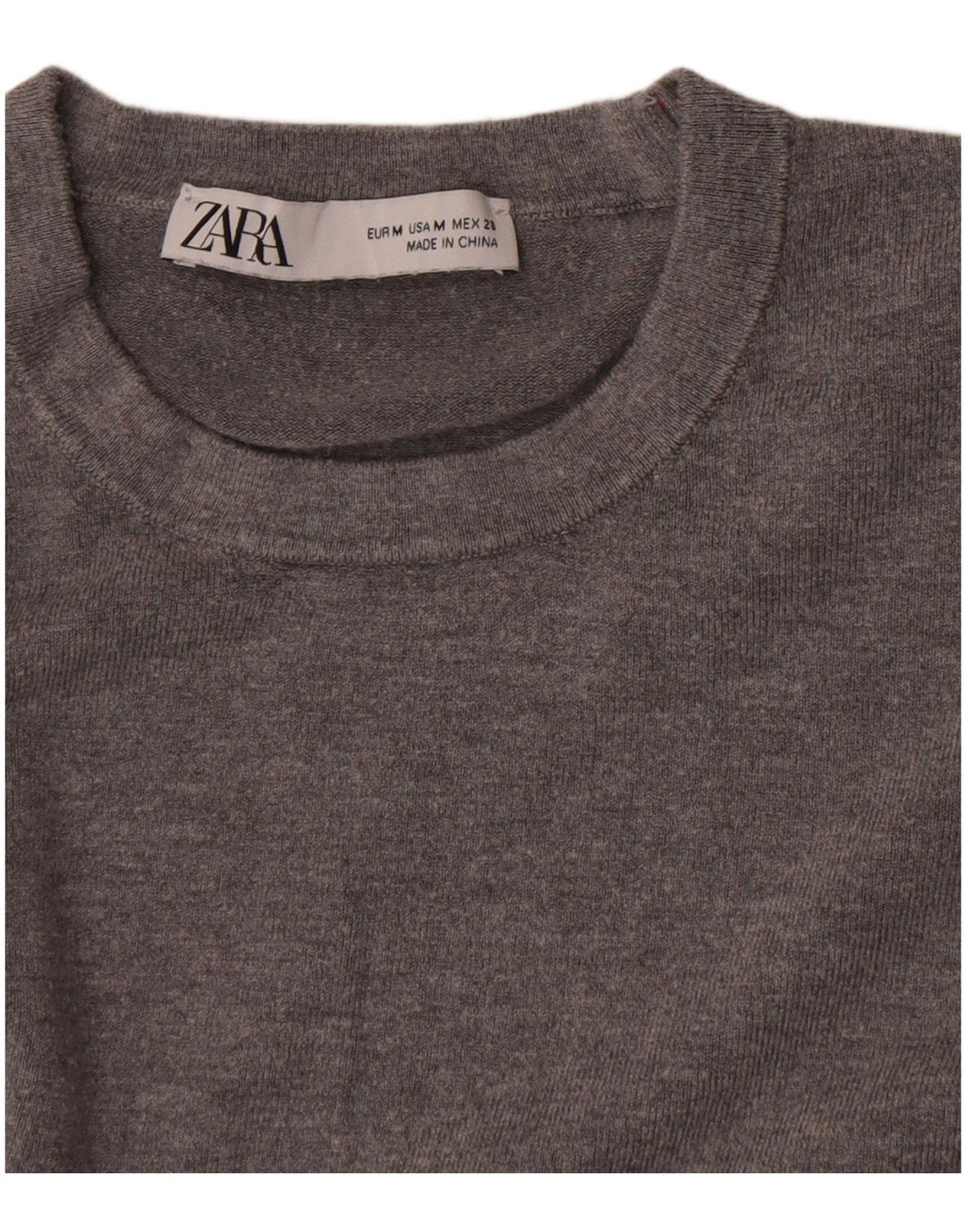 Женский джемпер Zara с круглым вырезом, Великобритания 12, средний, серый
