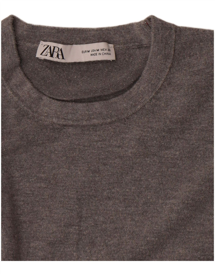Женский джемпер Zara с круглым вырезом, Великобритания 12, средний, серый