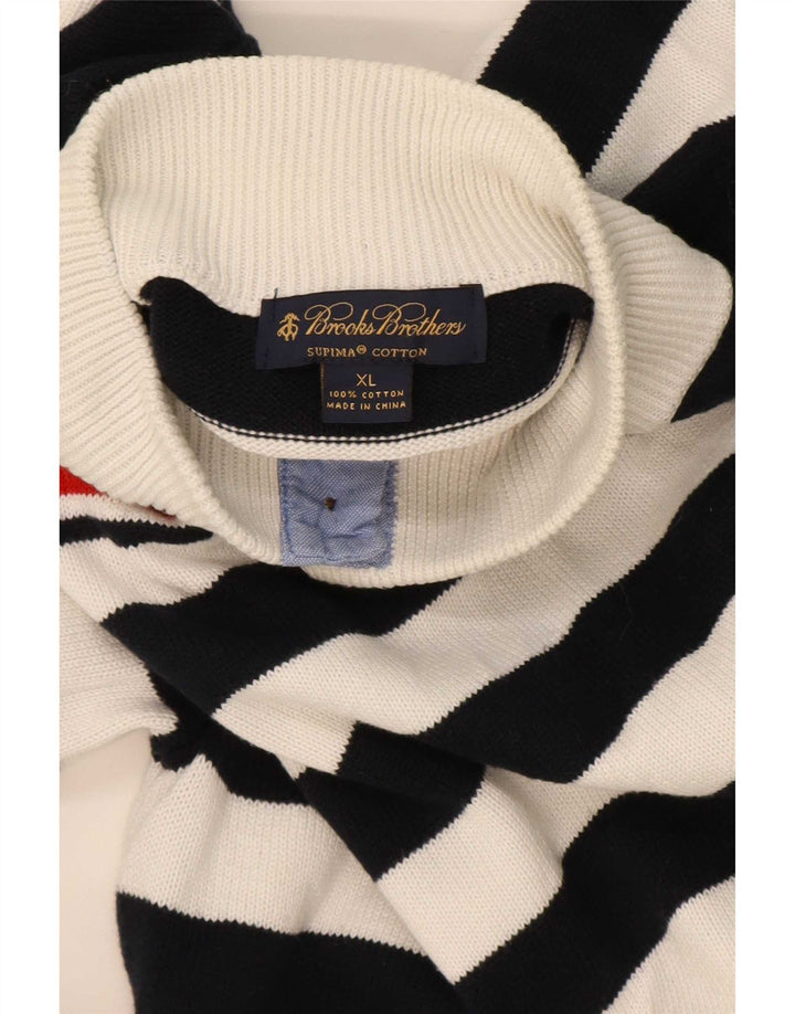 Мужской свитер с воротником на пуговицах Brooks Brothers XL, темно-синий в полоску