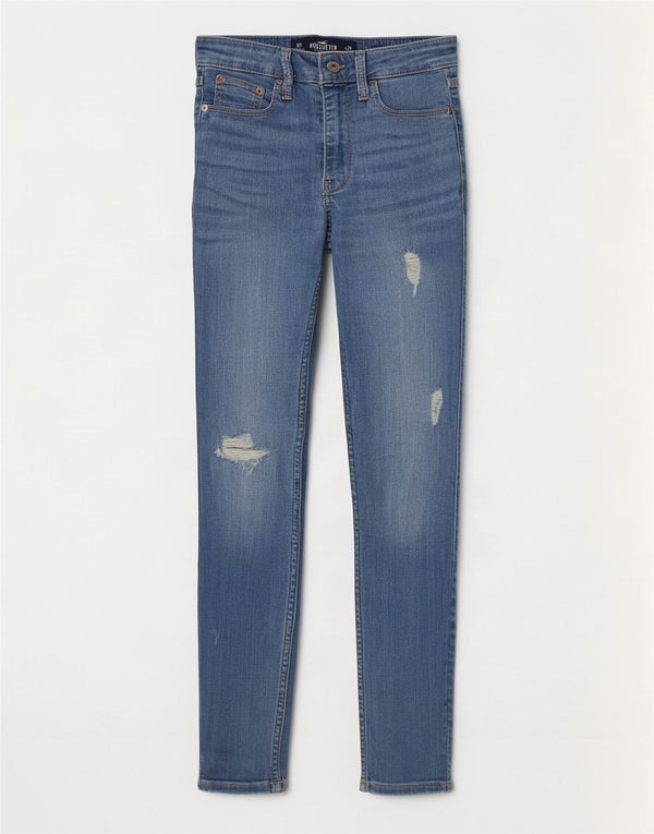 Hollister Womens Distressed High Rise Skinny Jeans US 0 XS W24 L25 Blue