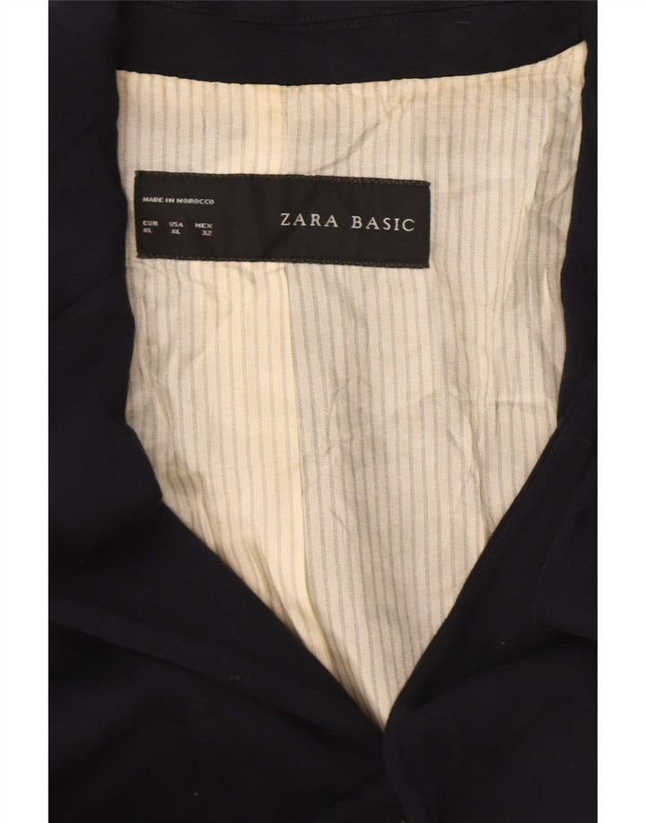 Женский пиджак Zara на 1 пуговице UK 18 XL Темно-синий из вискозы