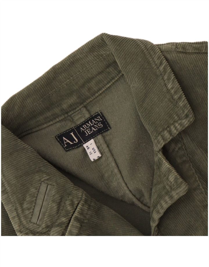 Женский вельветовый пиджак Armani Jeans с 3 пуговицами, Великобритания 16, большой цвет хаки
