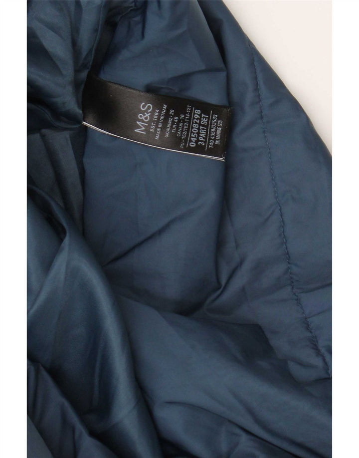 Женское стеганое пальто с капюшоном Marks & Spencer UK 20 2XL Темно-синий полиэстер