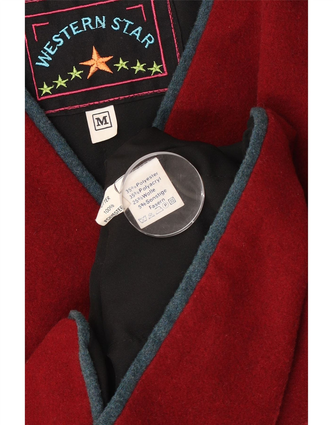 Винтажный мужской жилет среднего бордового цвета из полиэстера