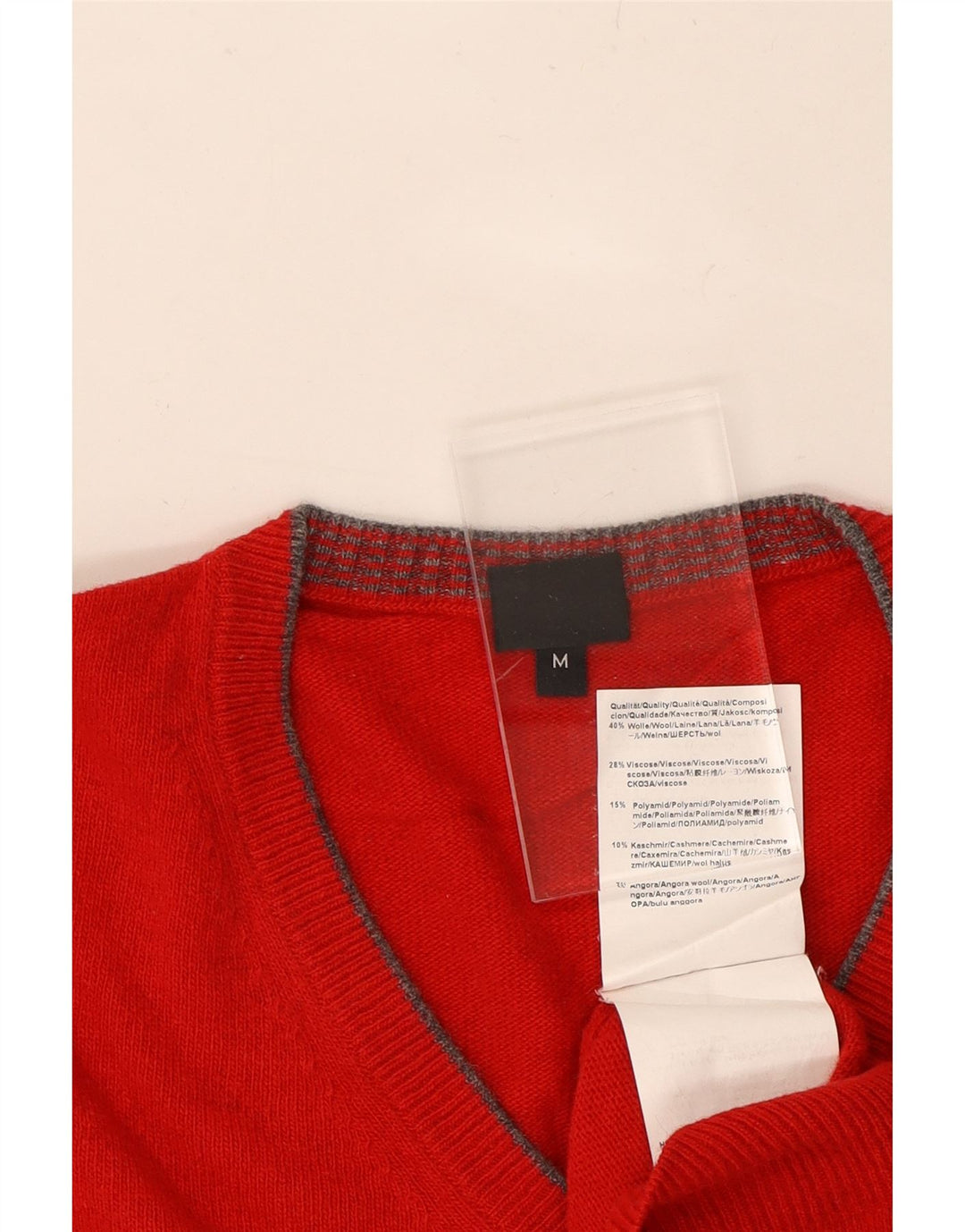 HUGO BOSS Mens Regular Fit V-Neck Jumper Sweater Medium Red Wool Vintage Hugo Boss and Second-Hand Hugo Boss from Messina Hembry 