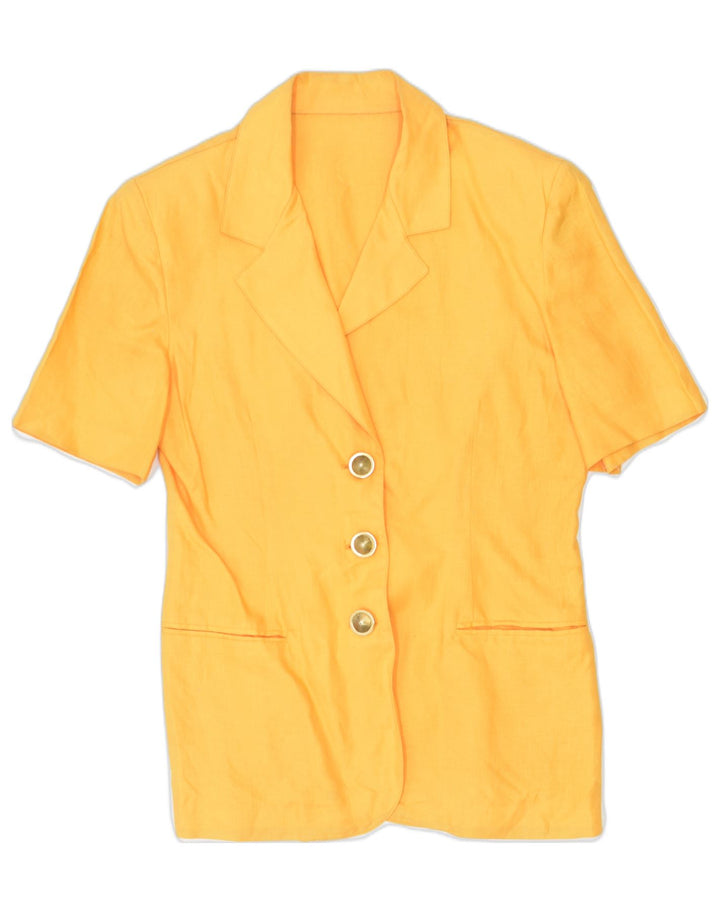 VINTAGE Womens 3 Button Short Sleeve Blazer Jacket IT 46 Large Yellow | Vintage | Thrift | Second-Hand | Used Clothing | Messina Hembry 