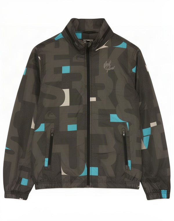 Дождевик с капюшоном и графическим рисунком Quiksilver для мальчиков 13–14 лет, полиэстер цвета хаки