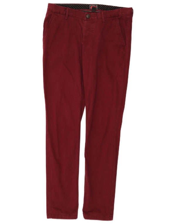Superdry Mens Skinny Chino Trousers Medium W32 L31 Burgundy Cotton