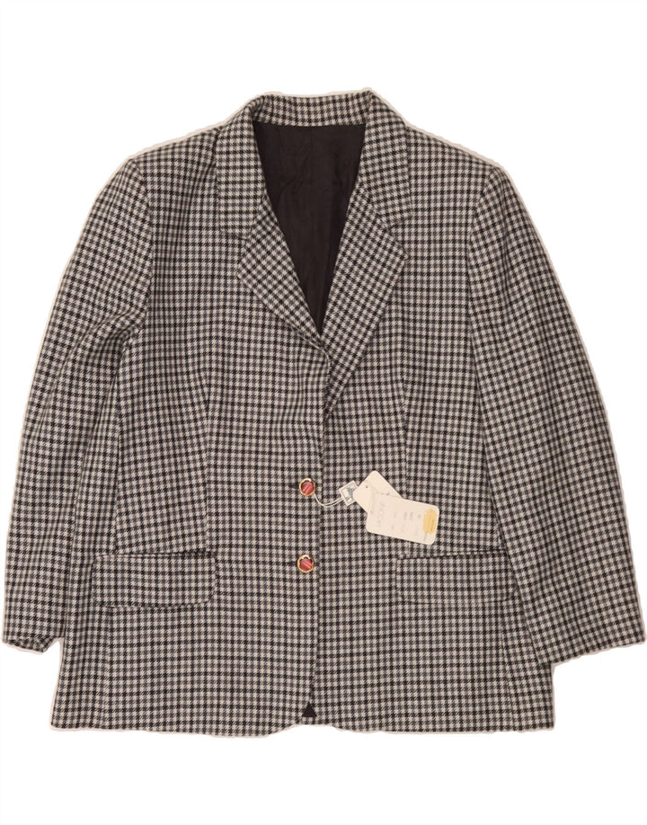 VINTAGE Womens 2 Button Blazer Jacket IT 49 XL Grey Houndstooth Vintage Vintage and Second-Hand Vintage from Messina Hembry 
