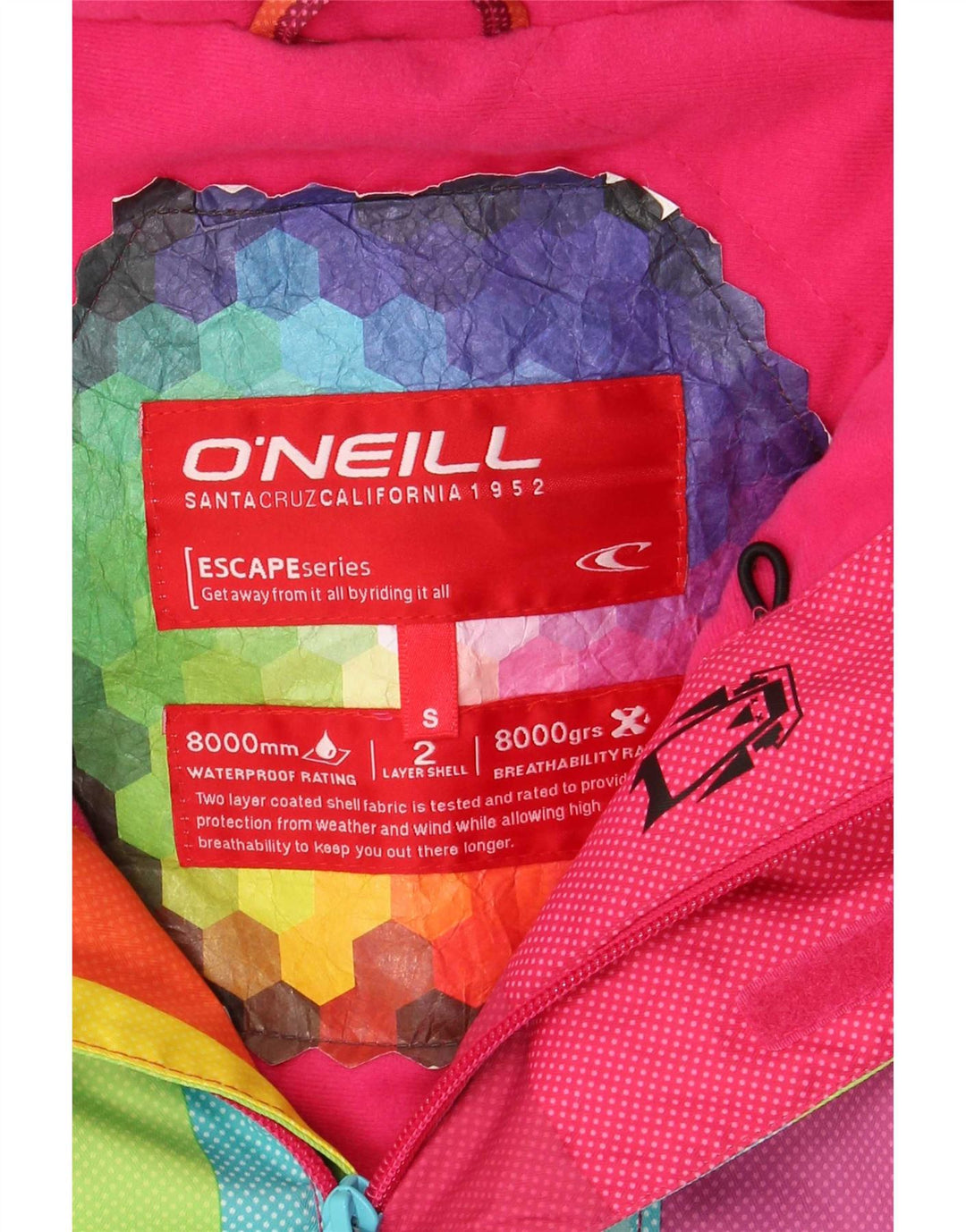 Женская дождевик с капюшоном O'Neill UK 10, маленькая, разноцветная, с цветными блоками