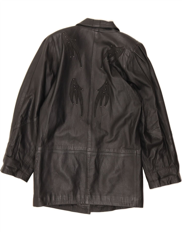 VINTAGE Womens Leather Coat EU 36 Small Black Leather Vintage Vintage and Second-Hand Vintage from Messina Hembry 