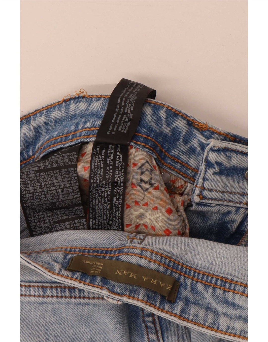 Мужские потертые узкие джинсы Zara EU 40, средние W31 L26, синие, хлопок