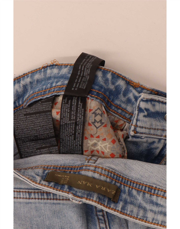 Мужские потертые узкие джинсы Zara EU 40, средние W31 L26, синие, хлопок