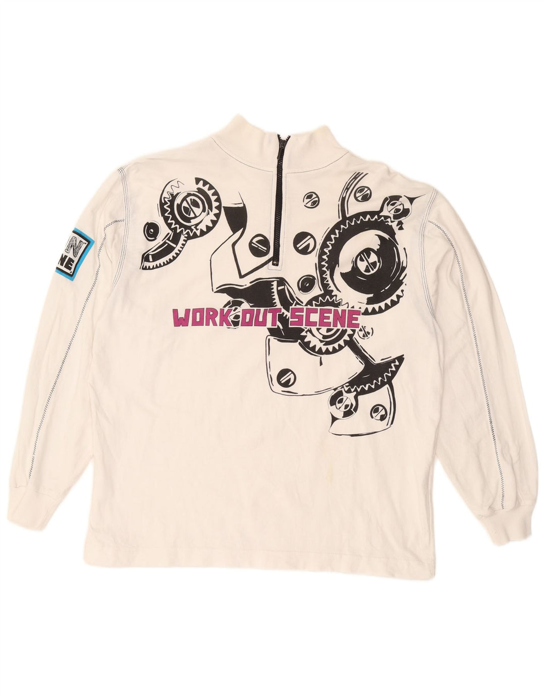 Мужской VINTAGE свитшот на молнии с рисунком, джемпер 2XL, белый хлопок