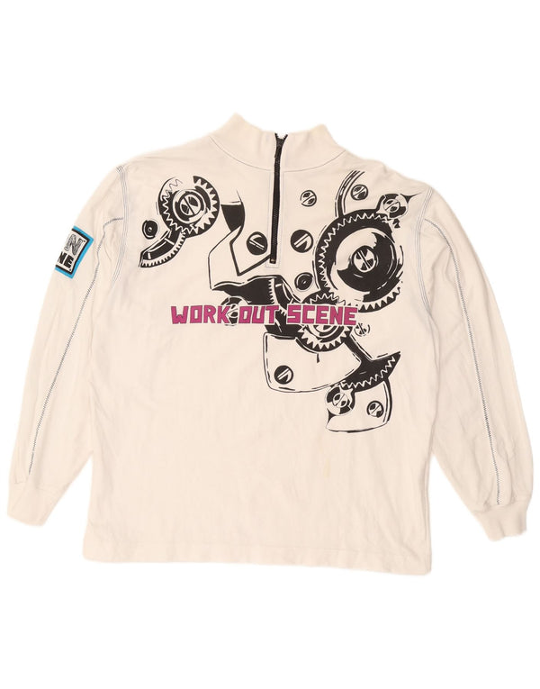 Мужской VINTAGE свитшот на молнии с рисунком, джемпер 2XL, белый хлопок