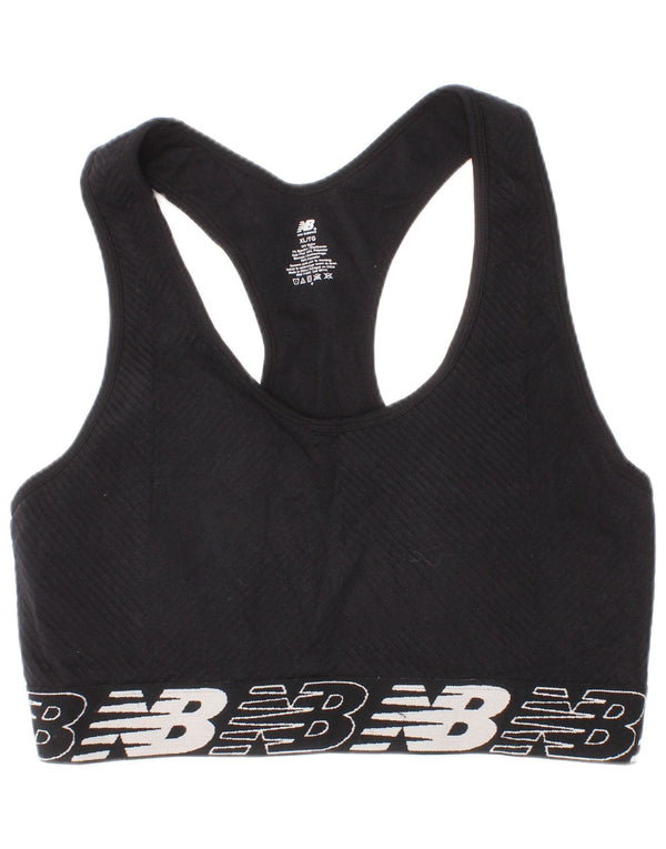 New Balance Womens Graphic Sport Bra Vest Top XL Black Striped Nylon Sports