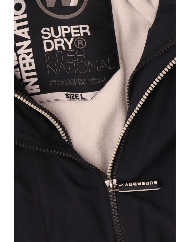 Женская ветровка с капюшоном Superdry UK 16, большой темно-синий полиэстер