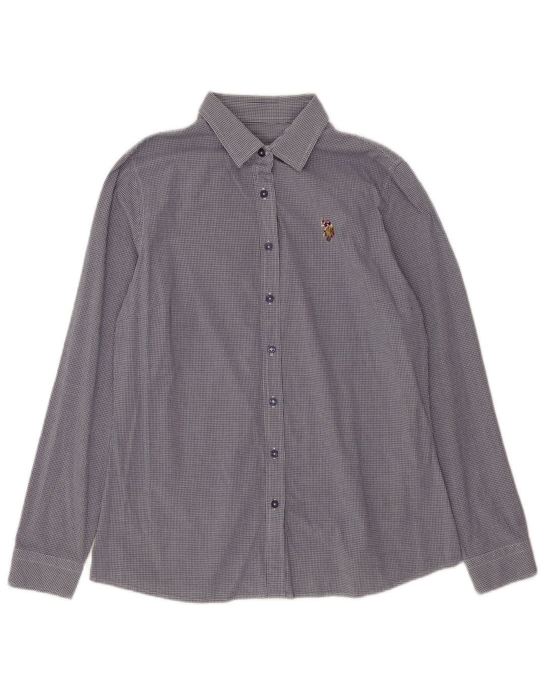 Ассоциация поло США. Женская рубашка EU 38, средний темно-синий, хлопок в мелкую клетку