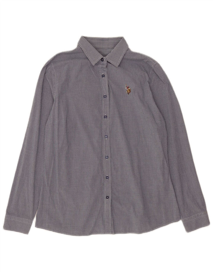 Ассоциация поло США. Женская рубашка EU 38, средний темно-синий, хлопок в мелкую клетку