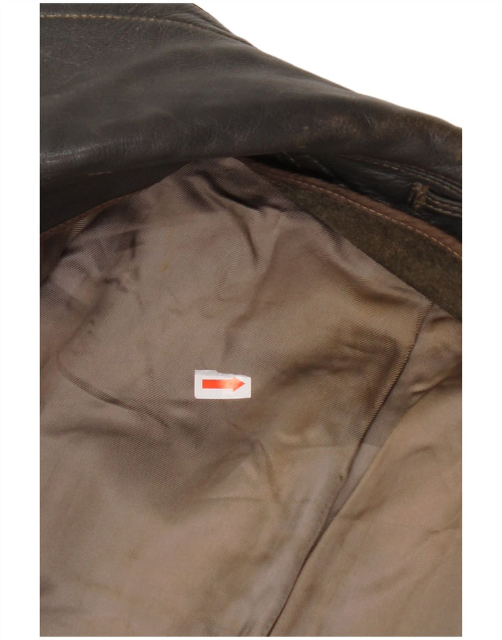 Куртка женская кожаная VINTAGE UK 14, средняя черная