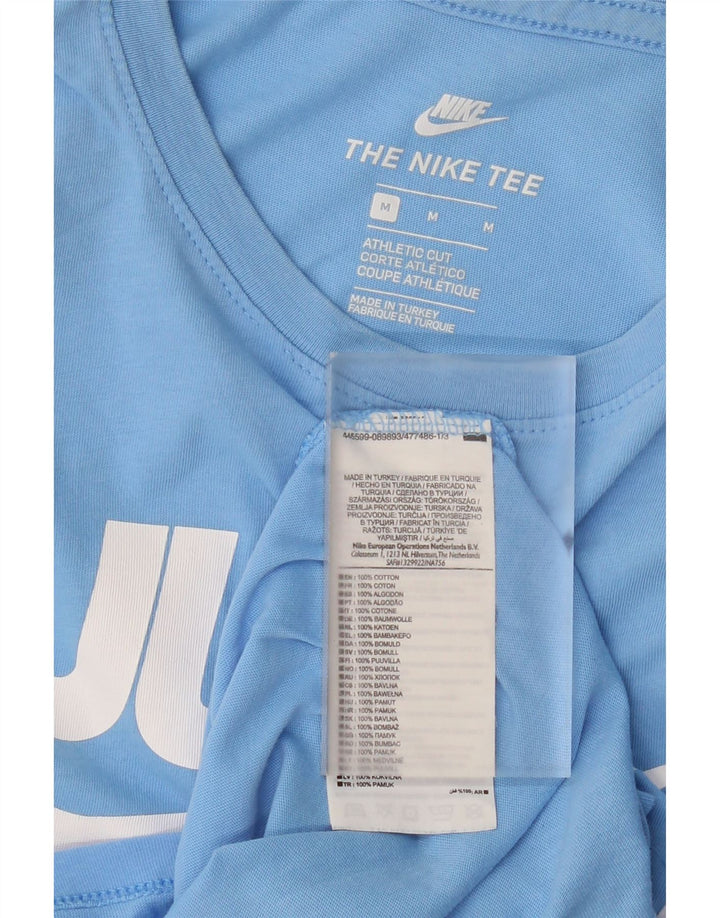 NIKE Mens Athletic Cut Graphic T-Shirt Top Medium Blue Cotton Vintage Nike and Second-Hand Nike from Messina Hembry 