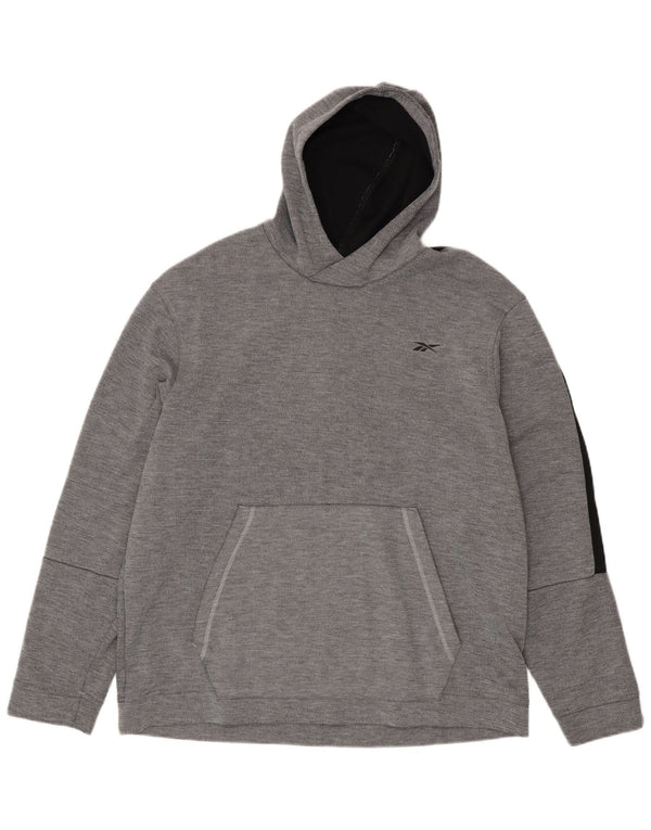 Мужская толстовка с капюшоном Reebok XL серая, полиэстер с цветными блоками