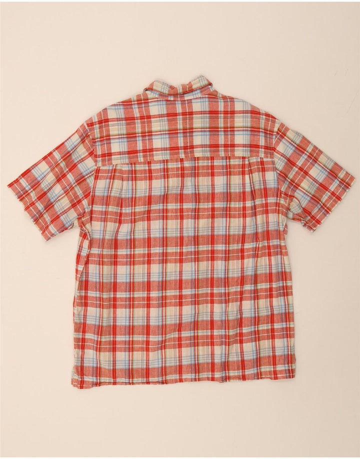 CHAPS Mens Short Sleeve Shirt Large Red Check Linen Vintage Chaps and Second-Hand Chaps from Messina Hembry 