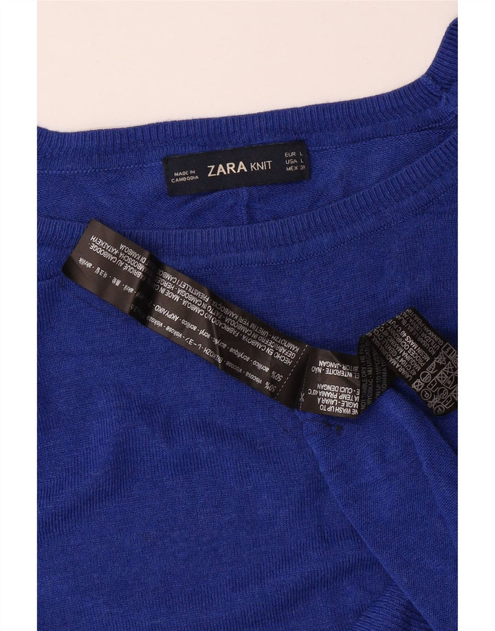 Женский свитер с вырезом «лодочка» ZARA UK 14, большой синий вискоза