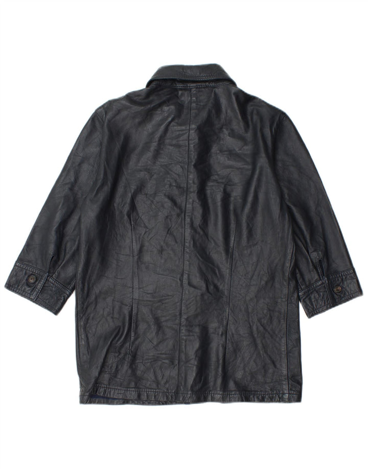 Les Copains Женская кожаная куртка с рукавом 3/4 IT 42 Medium Navy Blue Leather