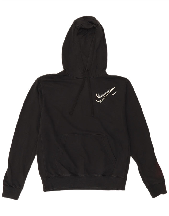 Мужской джемпер с капюшоном с рисунком Nike, средний черный, хлопковый
