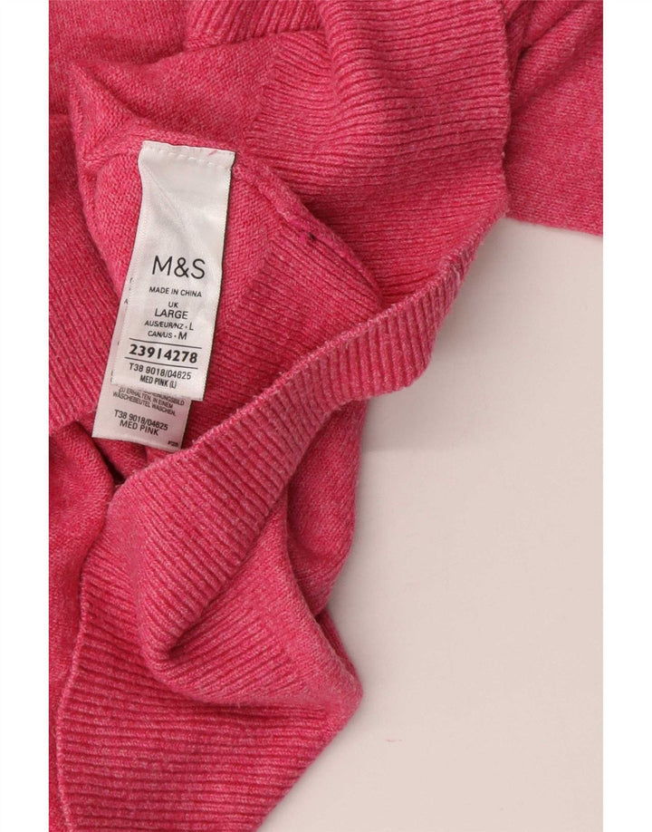 Женский джемпер с воротником поло Marks & Spencer, Великобритания 16, большой розовый полиэстер