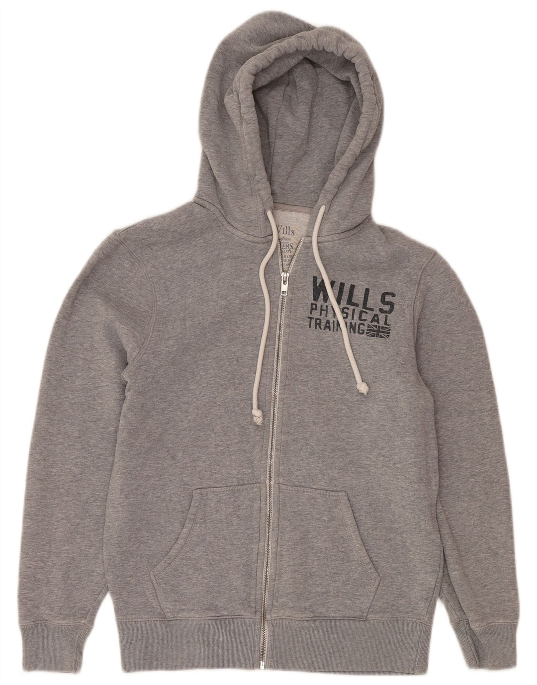 Мужской свитер с капюшоном и молнией с графическим рисунком Jack Wills, хлопковый средний серый цвет