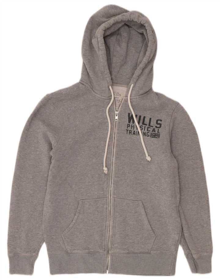 Мужской свитер с капюшоном и молнией с графическим рисунком Jack Wills, хлопковый средний серый цвет