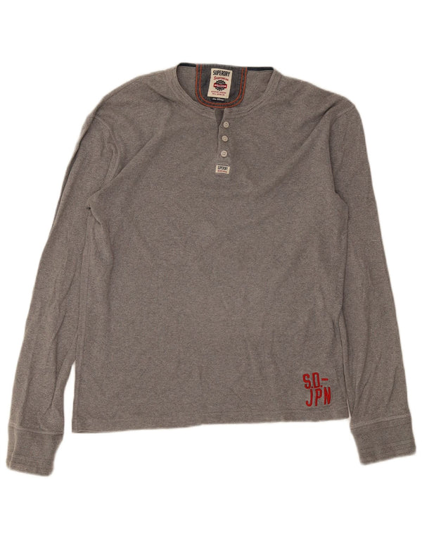 Мужской топ Superdry с длинным рукавом XL, серый хлопок