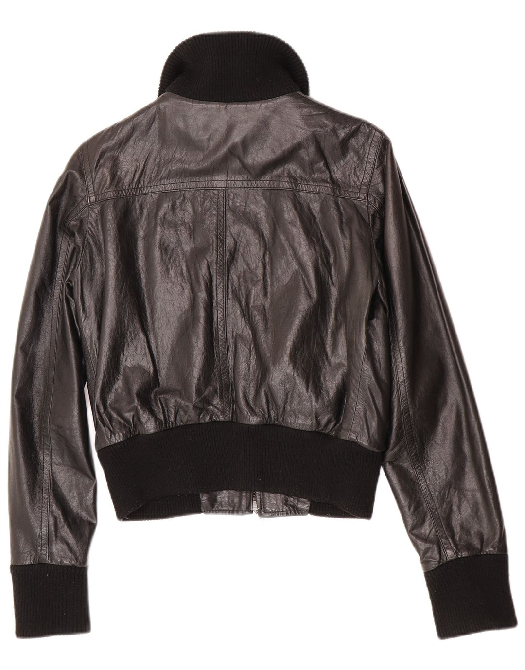 Винтажный женский кожаный бомбер IT 44 Medium Black Leather