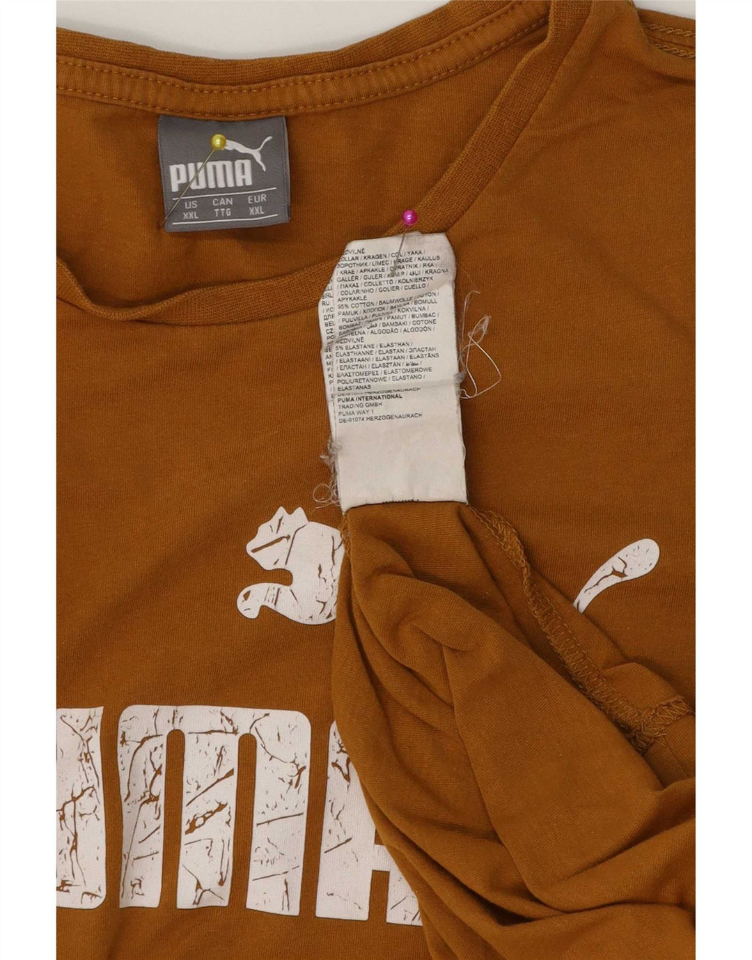 Мужская футболка с рисунком Puma 2XL, коричневый хлопок